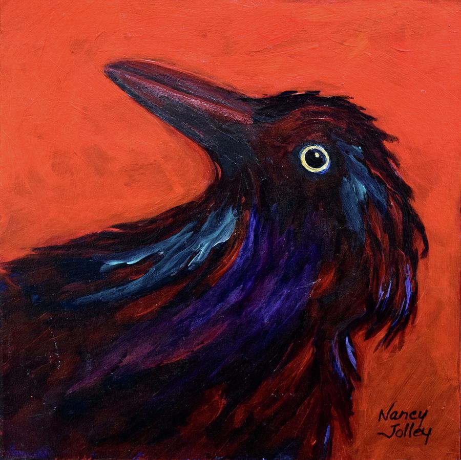 Raven Painting - The Raven by Nancy Jolley