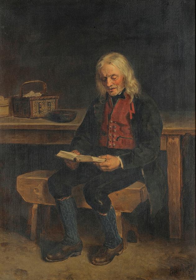 Book Painting - The Reader by Adolph Tidemand