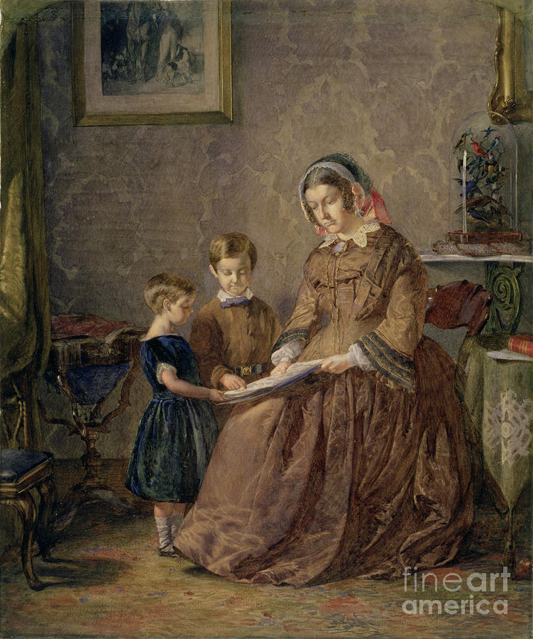 The Reading Lesson, 1855 Painting by John Dawson Watson - Fine Art America