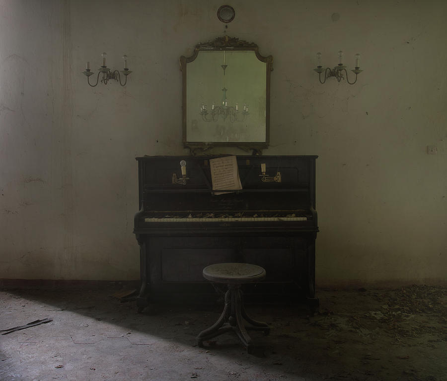 Old Piano Photograph - The real music is silence. All notes do not make that framed the silence. by Alessandro Aggio