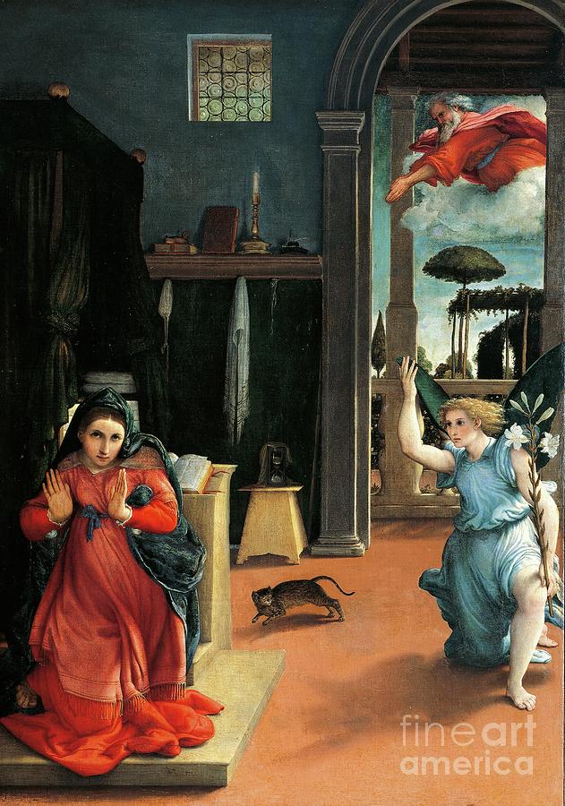 The Recanati Annunciation, Circa 1532 By Lorenzo Lotto Painting by Lorenzo Lotto