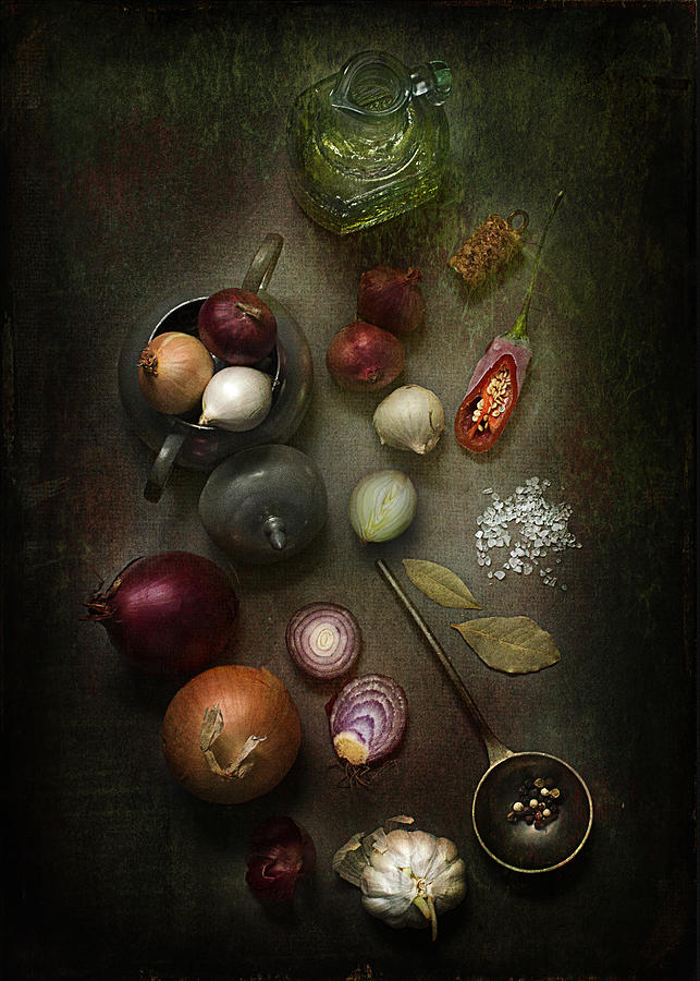 Still Life Photograph - The Recipe_onion Soup by Bernadette Heemskerk