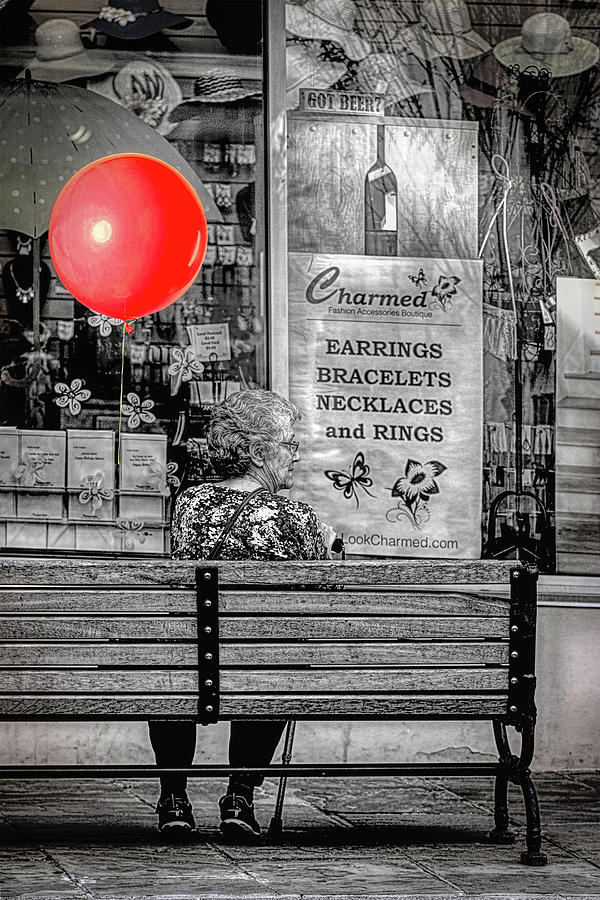 The Red Balloon Goes Shopping Photograph by John Haldane