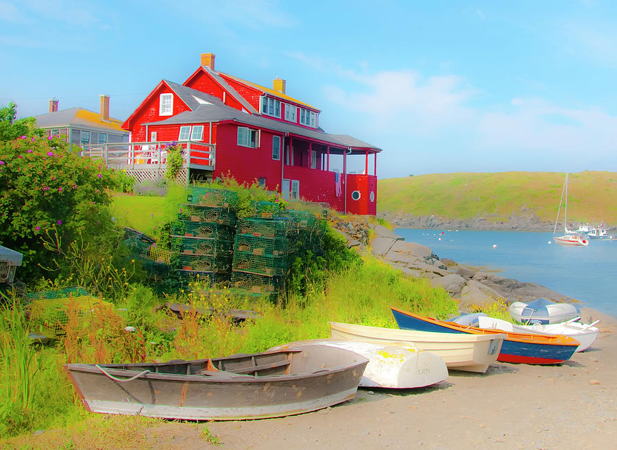 The RED House Monhegan Photograph by Jeff Cooper