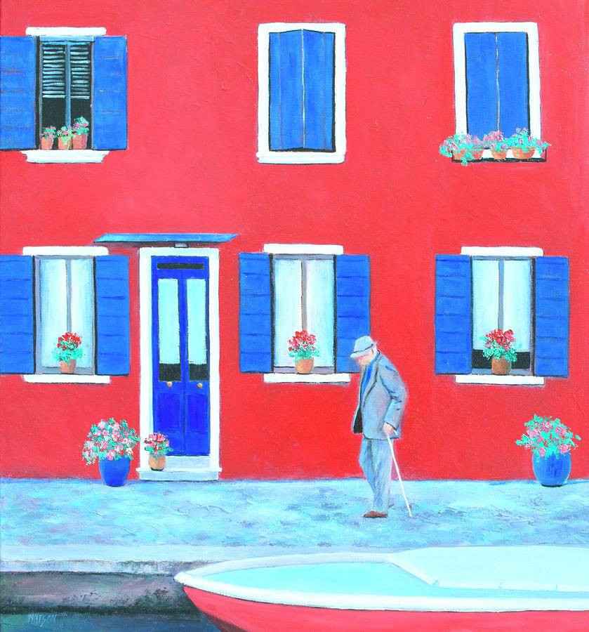 The Red House On The Island Of Burano Painting
