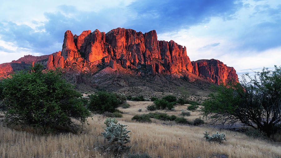 Sunset Photograph - The Red Hues Of The Superstitions  by Saija Lehtonen