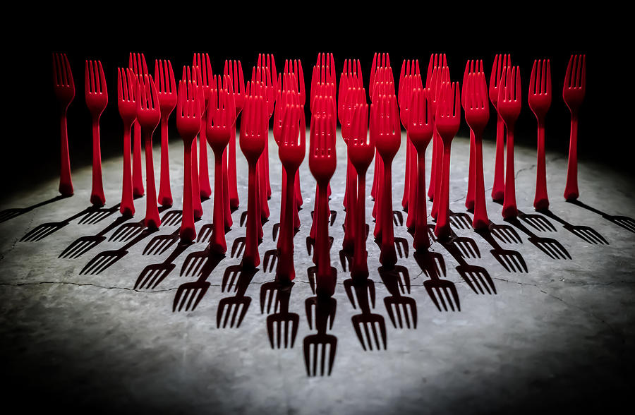 Fork Photograph - The Red Menace by Mike Melnotte