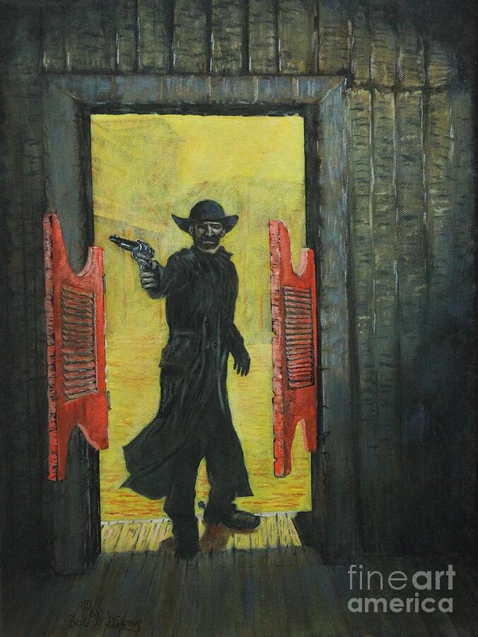 The Red Saloon Doors.....What next Painting by Bob Williams