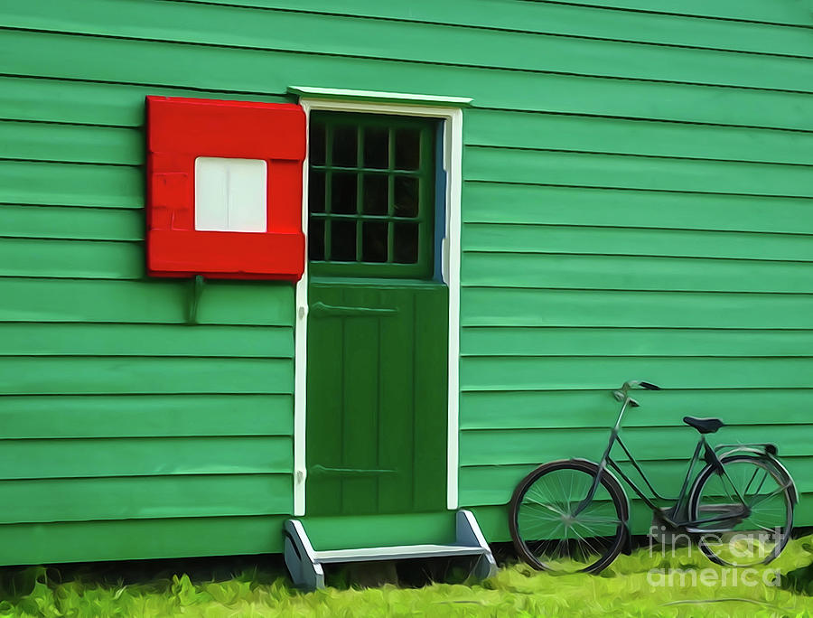 Bicycle Photograph - The Red Shutter			 by Bob Lentz