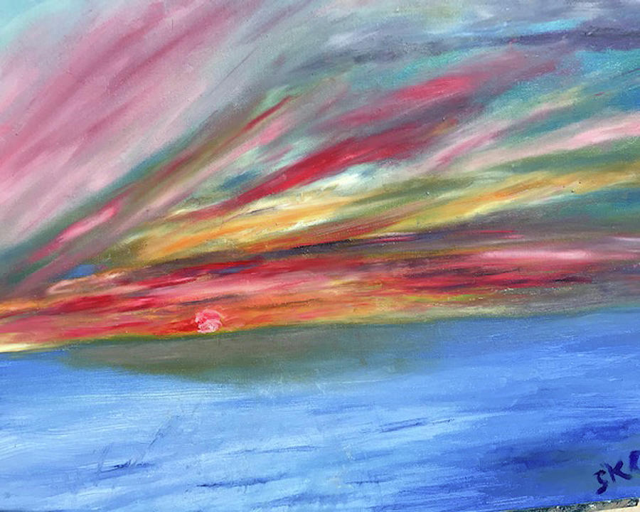 The Red Sunset Painting by Susan Grunin