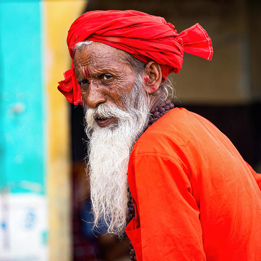 Street Photograph - The Red Turban by Olivier Schram