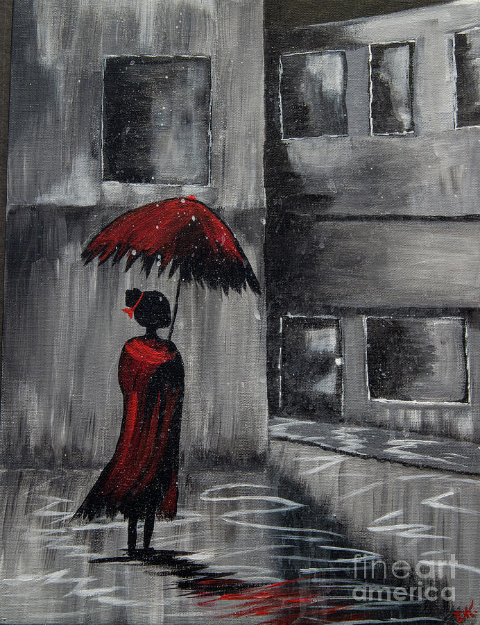 The Red Umbrella Painting by Deborah Klubertanz