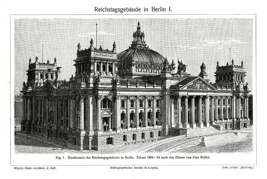 The Reichstag, Berlin, Germany Drawing by Print Collector