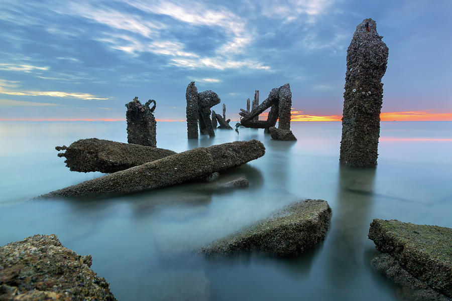 The Remains Of The Pier Photograph by Monthon Wa