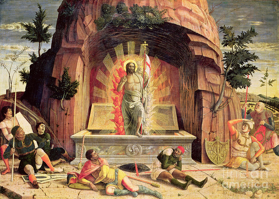 The Resurrection, Right Hand Predella Panel From The Altarpiece Of St. Zeno Of Verona, 1456-60 Painting by Andrea Mantegna