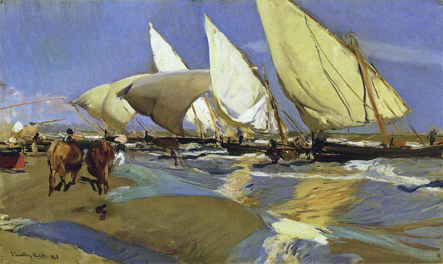 Paris Painting - The Return from Fishing 1908 by Juaquin Sorolla