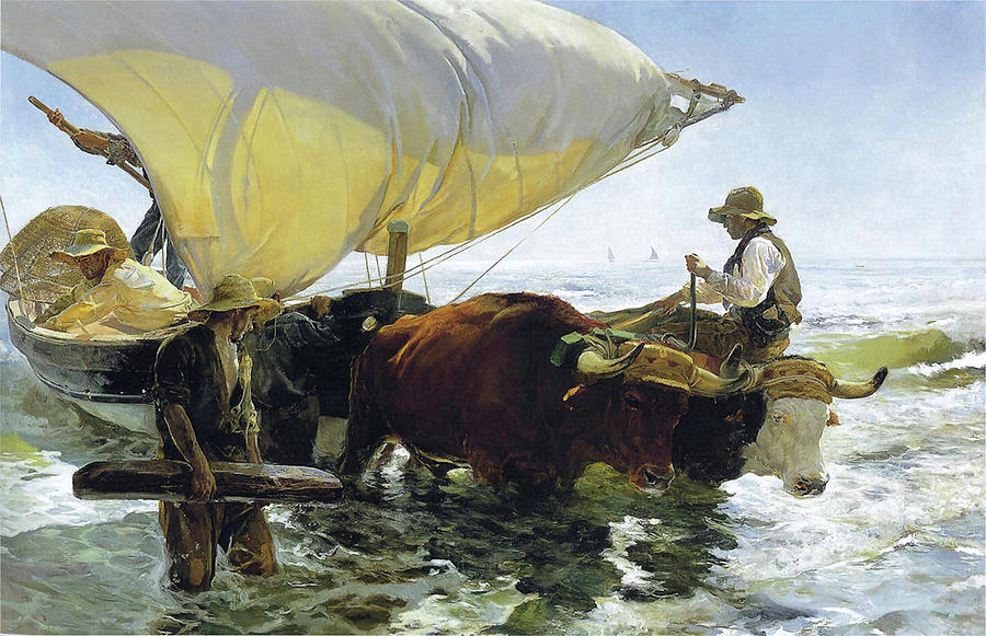 The Return from Fishing of 1905 Painting by Juaquin Sorolla