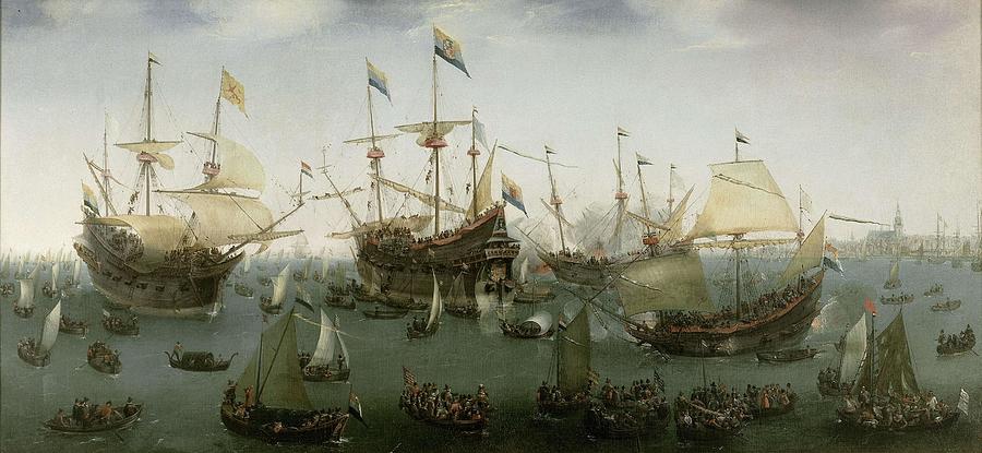 The Return to Amsterdam of the Second Expedition to the East Indies. The Return to Amsterdam of t... Painting by Hendrik Cornelisz Vroom