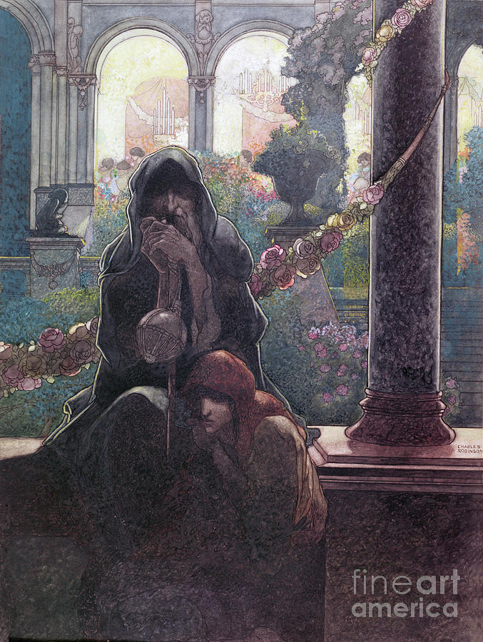 The Rich Making Merry In Their Beautiful Houses While The Beggars Were Sitting At The Gates Painting by Charles Robinson