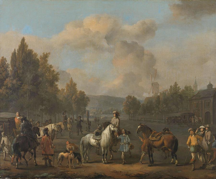 The Riding School. Painting by Johannes Lingelbach
