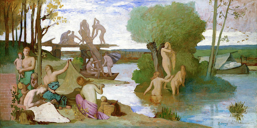 Pierre Puvis De Chavannes Painting - The River - Digital Remastered Edition by Pierre Puvis de Chavannes
