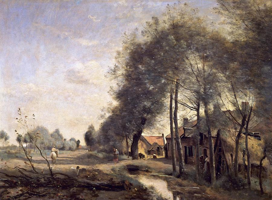 The Road of Sinle-Noble near Douai, 1873, Oil on canvas, 60 x 81 cm. Painting by Jean Baptiste Camille Corot -1796-1875-