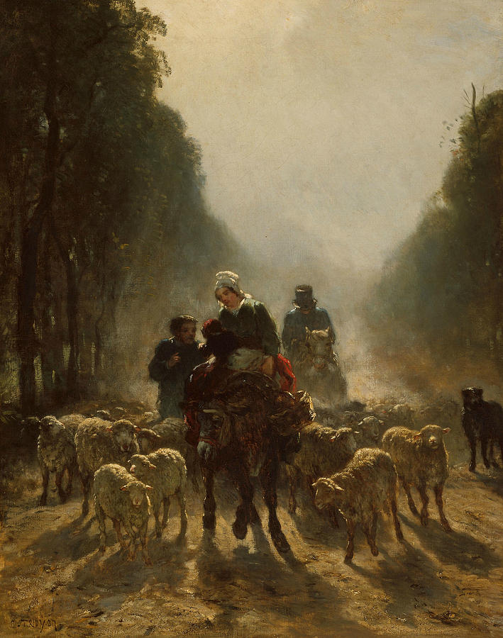 The Road to Market Painting by Constant Troyon
