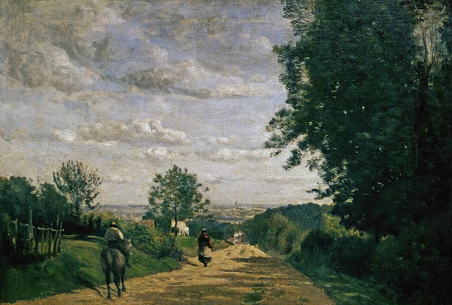 The Road to Sevres - 1858/59 - 34x49 cm - oil on canvas. Painting by Jean Baptiste Camille Corot -1796-1875-