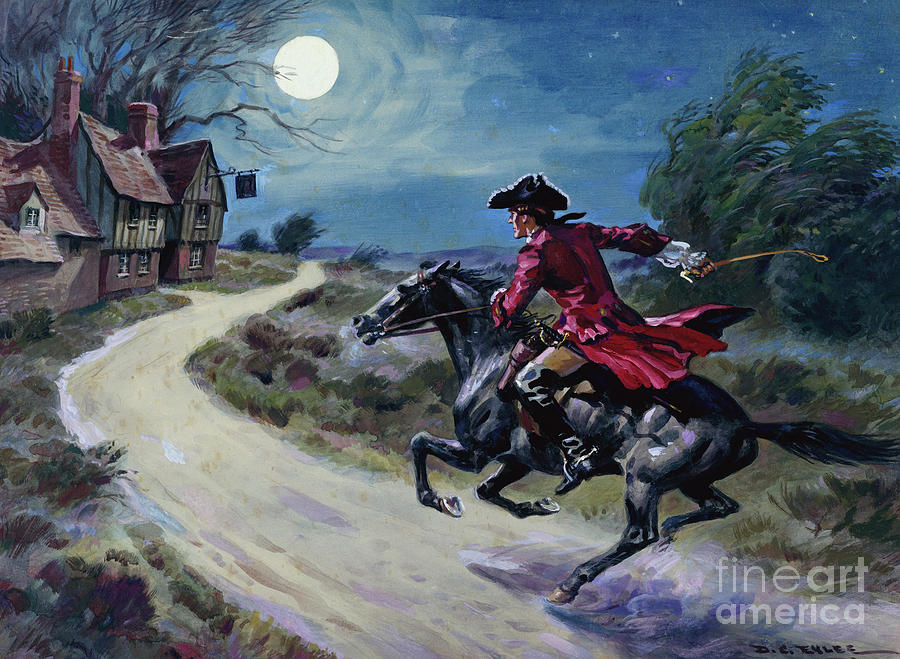 The road was a ribbon of moonlight of the purple moor, The highwayman came riding Painting by Derek Charles Eyles
