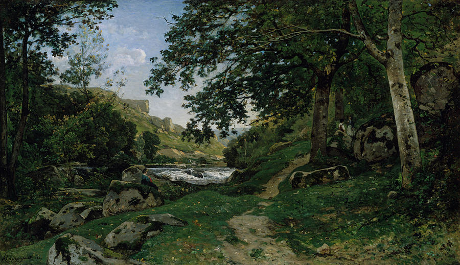 Tree Painting - The Rocky Path in the Morvan by Henri Harpignies