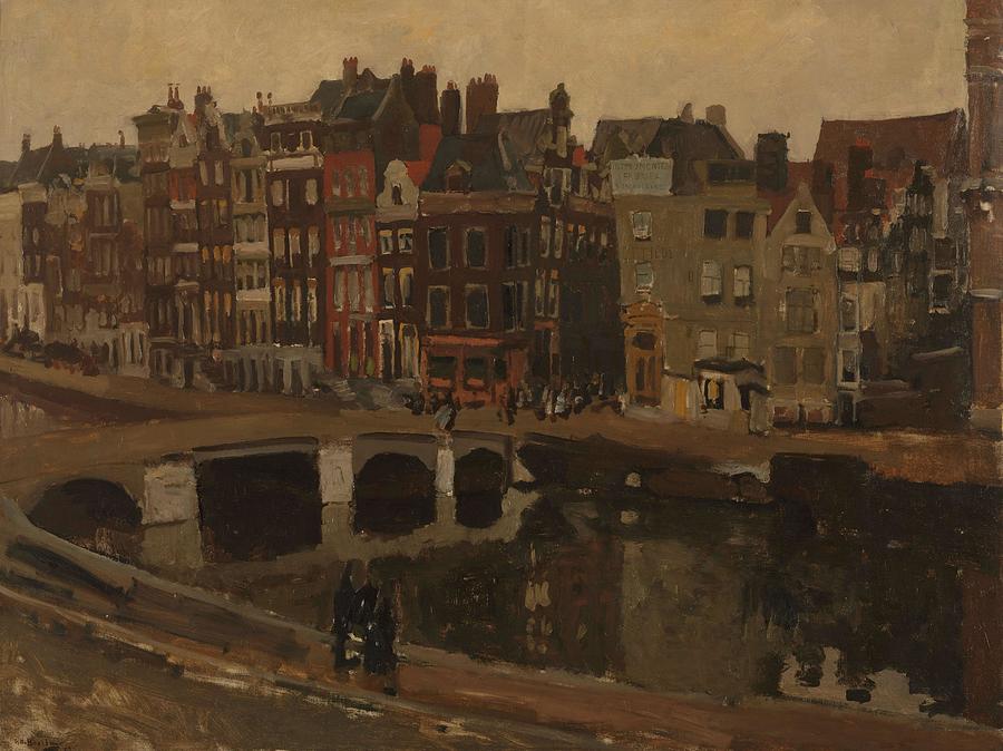 The Rokin in Amsterdam. The Rokin, Amsterdam. Painting by George Hendrik Breitner -1857-1923-
