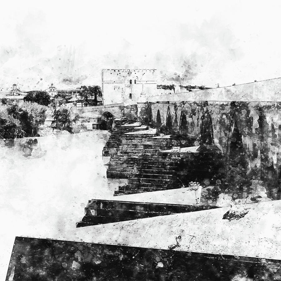 The Roman bridge of Cordoba - 01 Painting by AM FineArtPrints