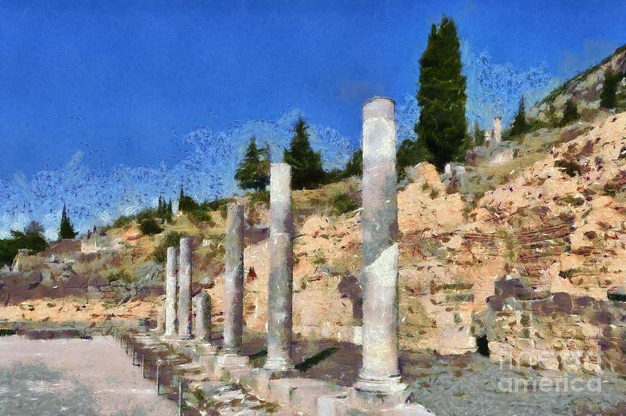 The Roman Market in Delphi Painting by George Atsametakis