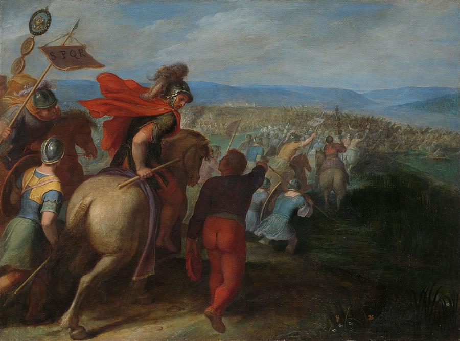 The Romans nearly Overpower the Army of Julius Civilis through the Treachery of a Batavian. The ... Painting by Otto Van Veen