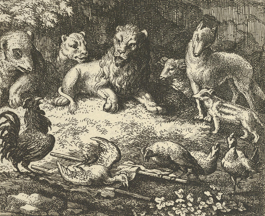 The Rooster Accuses Renard of Murdering his Chicken Relief by Allaert van Everdingen