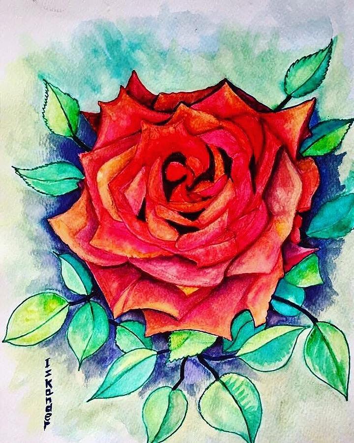 Rose Painting - The Rose by Essam Iskander