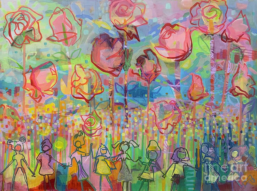 Garden Painting - The Rose Garden, Love Wins by Kimberly Santini