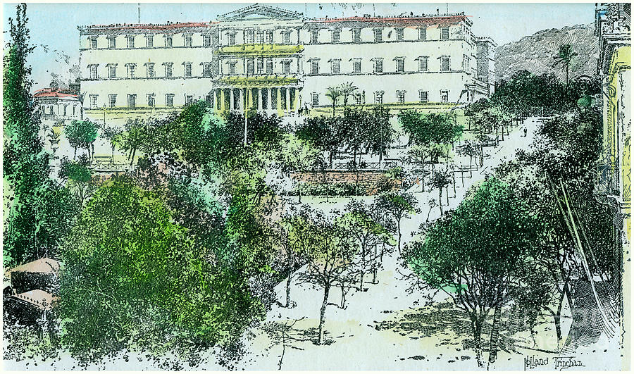 The Royal Palace, Athens, Greece, C1890 Drawing by Print Collector The Royal Palace, Athens, Greece, C1890 Drawing by Print Collector