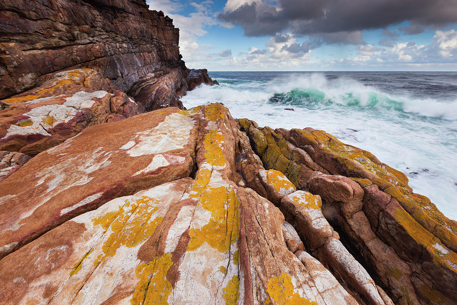 Nature Photograph - The Rugged Coastline And Turbulent Seas by Mint Images - Art Wolfe