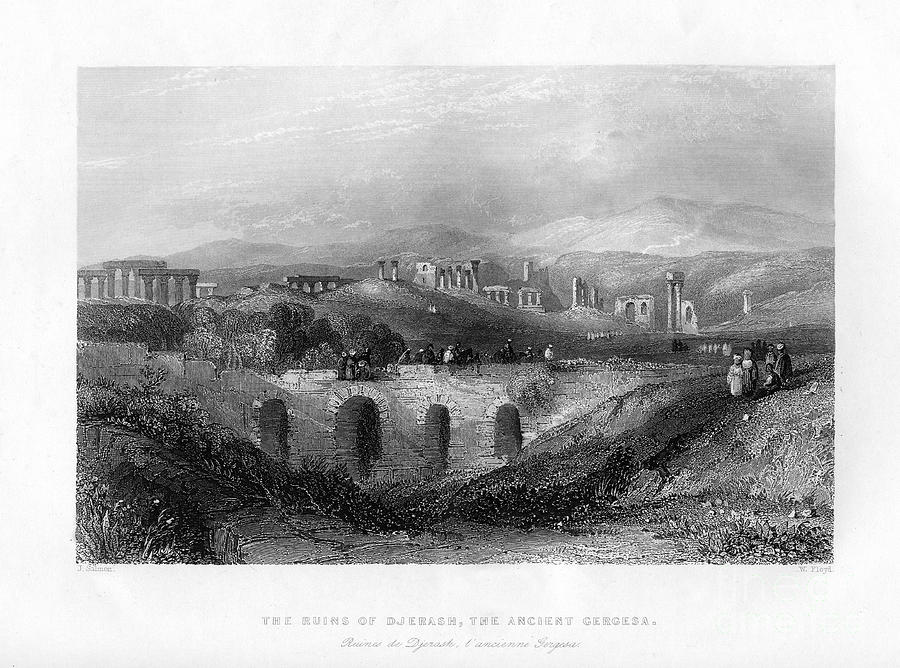 The Ruins Of Djerash, The Ancient Drawing by Print Collector