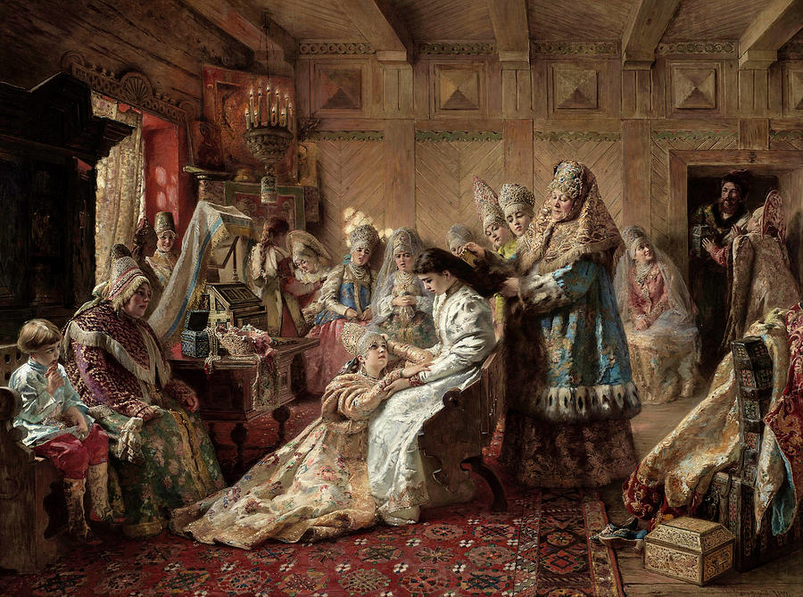 Konstantin Makovsky Painting - The Russian Brides Attire by Konstantin Makovsky Konstantin Makovsky Painting - The Russian Brides Attire by Konstantin Makovsky