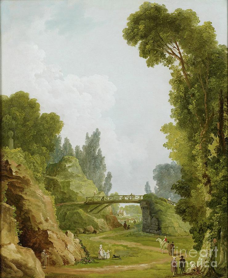The Rustic Bridge, Château De Méréville, France, C.1785 Painting by Hubert Robert