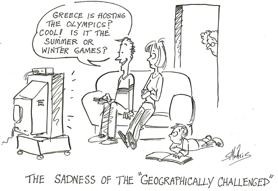 The Sadness Of The geographically Challenged - greece Drawing by Shelley Matheis The Sadness Of The geographically Challenged - greece Drawing by Shelley Matheis
