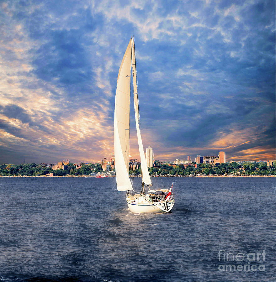 The Sailboat at Sunset Photograph by Elaine Manley