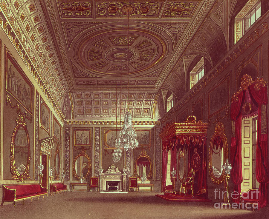 The Saloon, Buckingham Palace From Pynes Royal Residences, 1818 Painting by William Henry Pyne