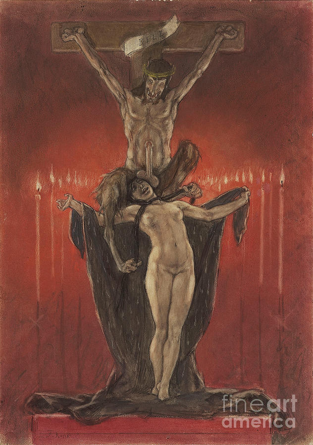 The Satanists Calvary. Artist Rops Drawing by Heritage Images