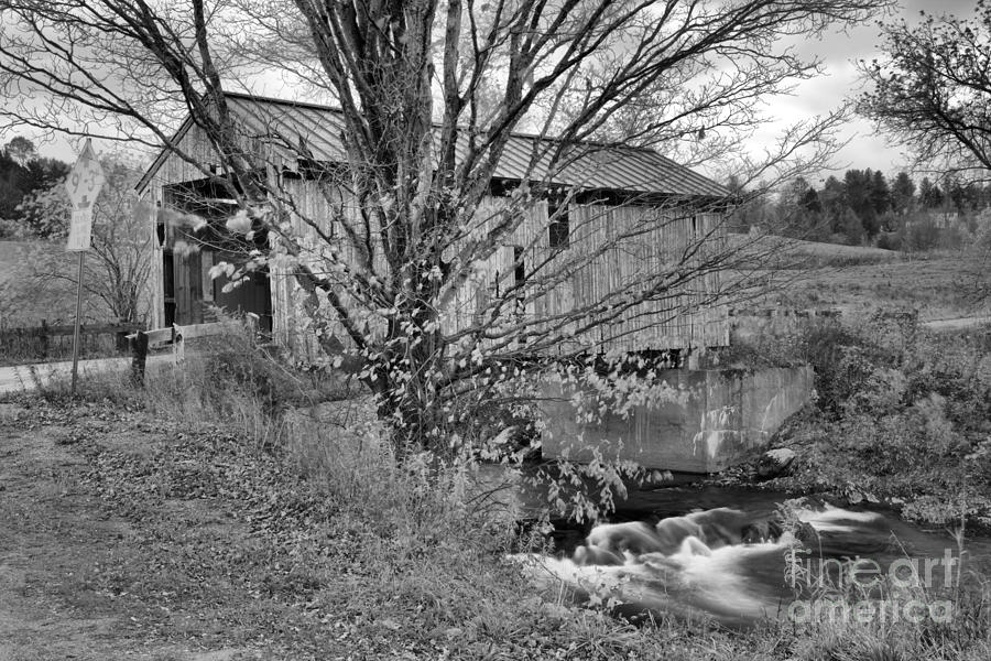 The Scribner Covered Bridge Black And White Photograph by Adam Jewell