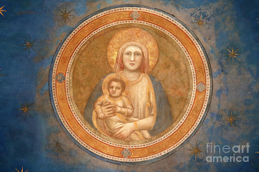 Giotto Di Bondone Painting - The Scrovegni Chapel. Fresco  By Giotto, 14 Th Century. Madonna And Child.  Padua. Italy. by Giotto