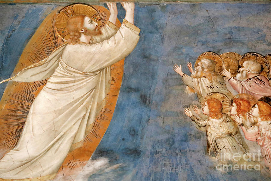 Giotto Di Bondone Painting - The Scrovegni Chapel. Fresco  By Giotto, 14 Th Century.  The Ascension Of Jesus To Heaven.  Padua. Italy. by Giotto