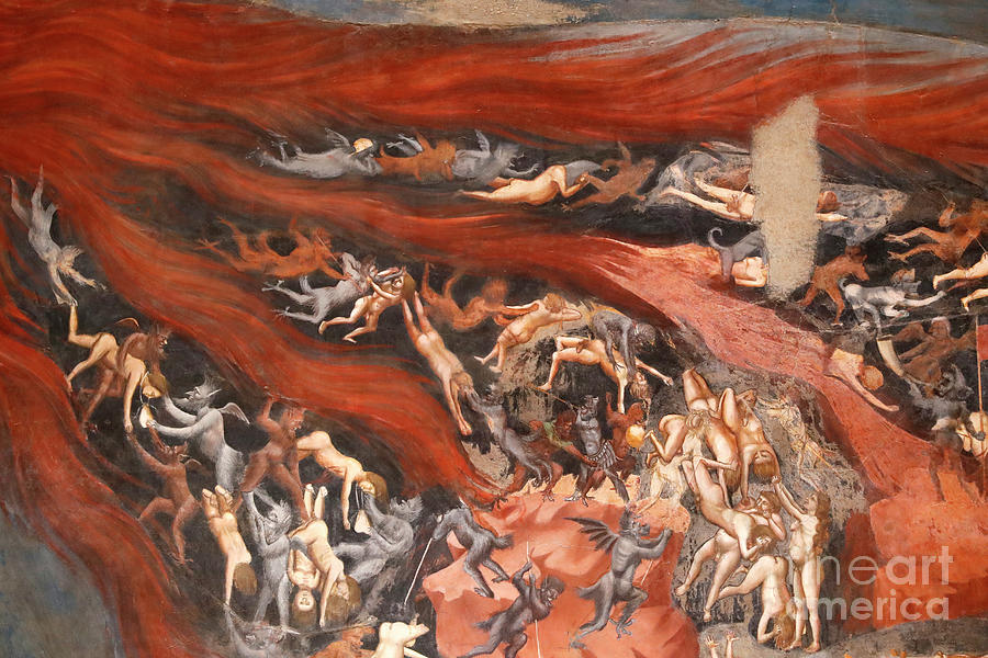 Giotto Di Bondone Painting - The Scrovegni Chapel. Fresco  By Giotto, 14 Th Century.  The Last Judgement.  The Torments Of The Naked People.  Padua. Italy. by Giotto